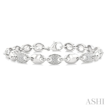 1/10 Ctw Mariner Link Single Cut Diamond Bracelet in Sterling Silver